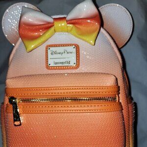 Disney Parks Orange Candy Corn Loungefly Minnie Backpack Bag